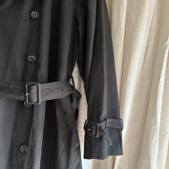 VINTAGE YVES SAINT LAURENT 90'S BLACK TRENCH COAT - Picture 6 of 13